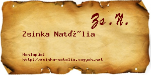 Zsinka Natália névjegykártya